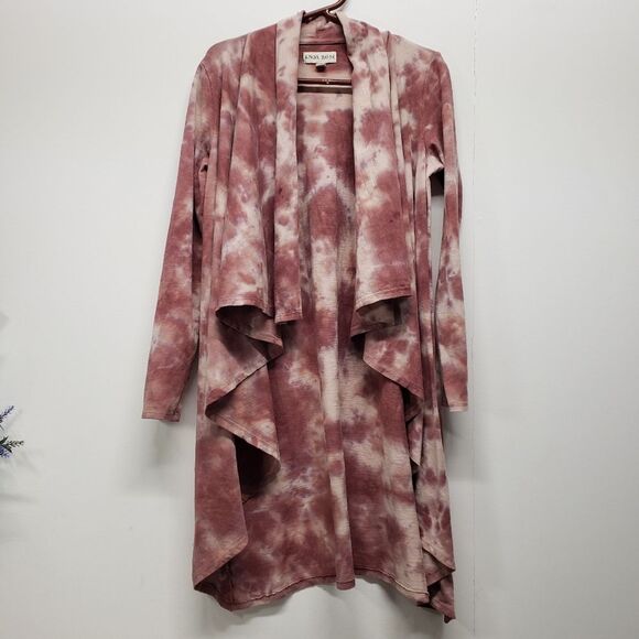 Knox Rose Muave Pink Tie Dye Drape Cardigan Sweater Open Front Small Hippie - Picture 1 of 13